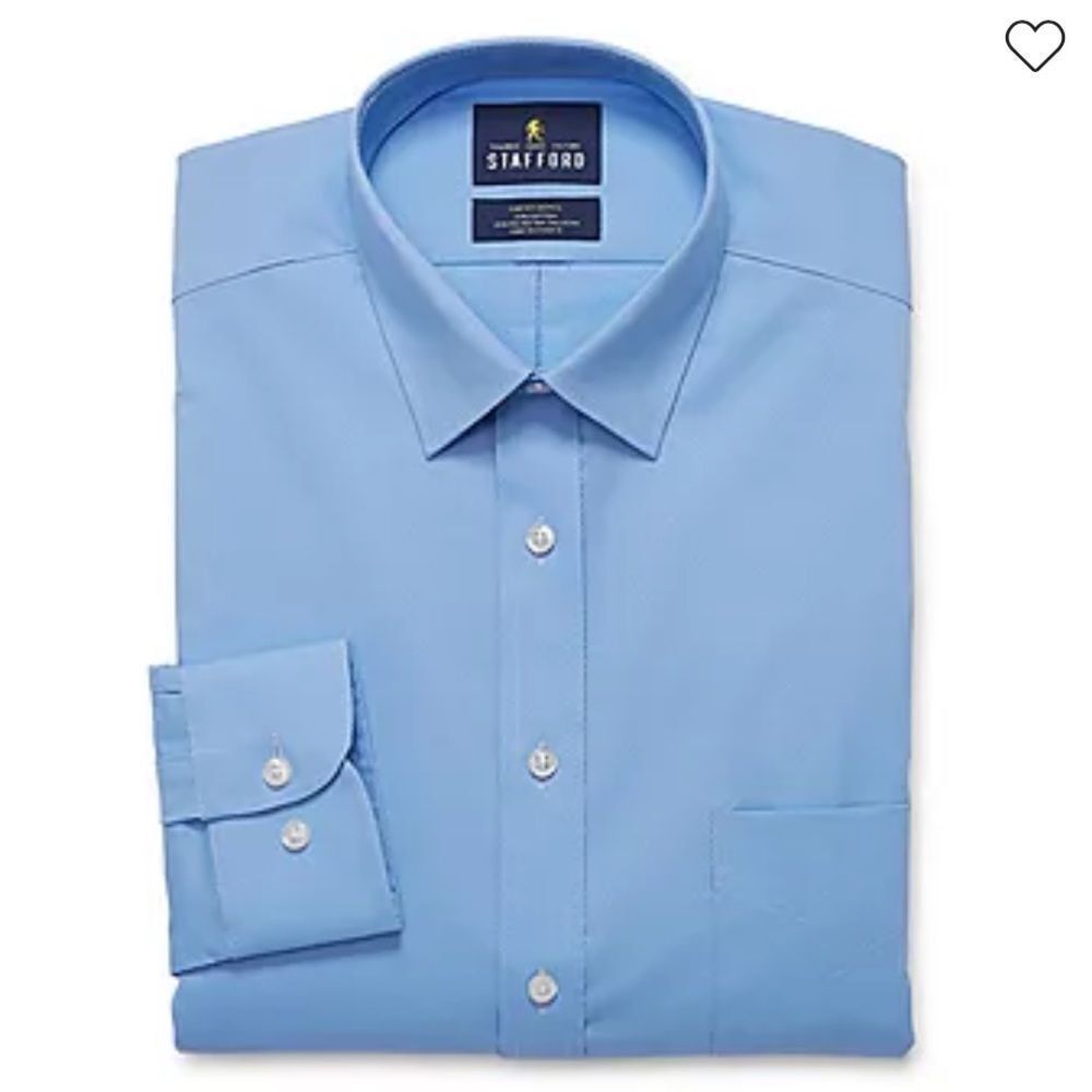 Stafford Advanced Mens Point Collar Long Sleeve Dress Shirt